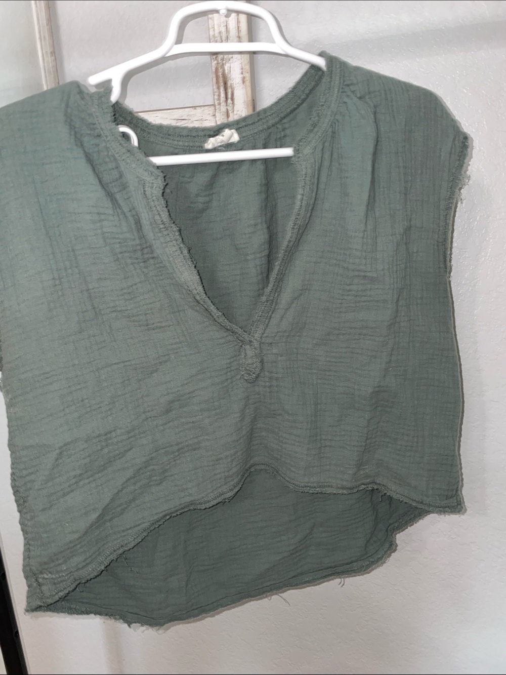 aerie Washed Sage Green V-Neck Sleeveless Tank